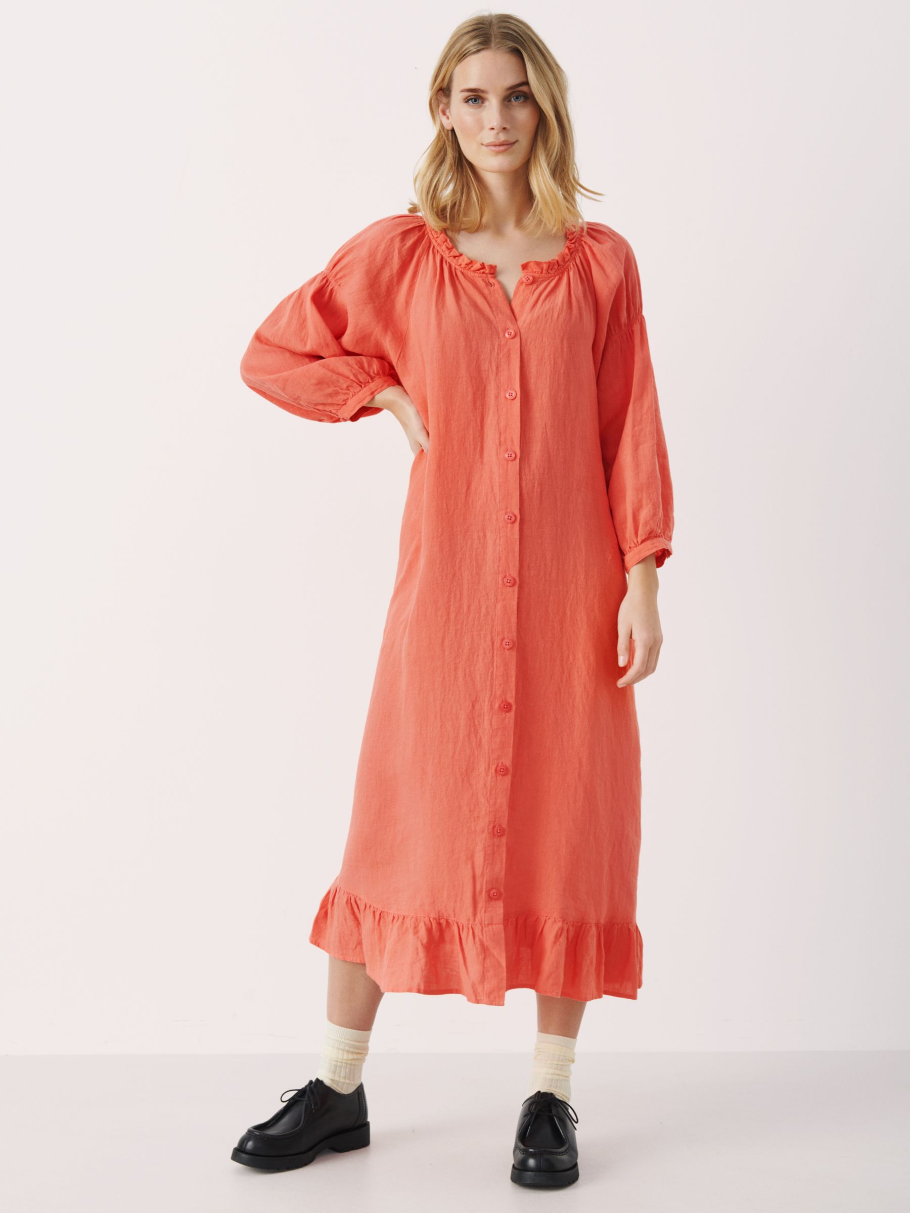 Part Two Sisse Relaxed Fit Linen Midi Dress, Porcelain Rose, 10