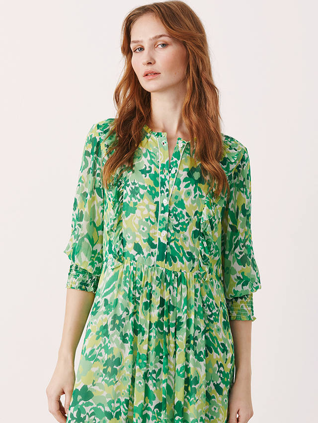 Part Two Sila Floral Long Sleeve Maxi Dress, Green 