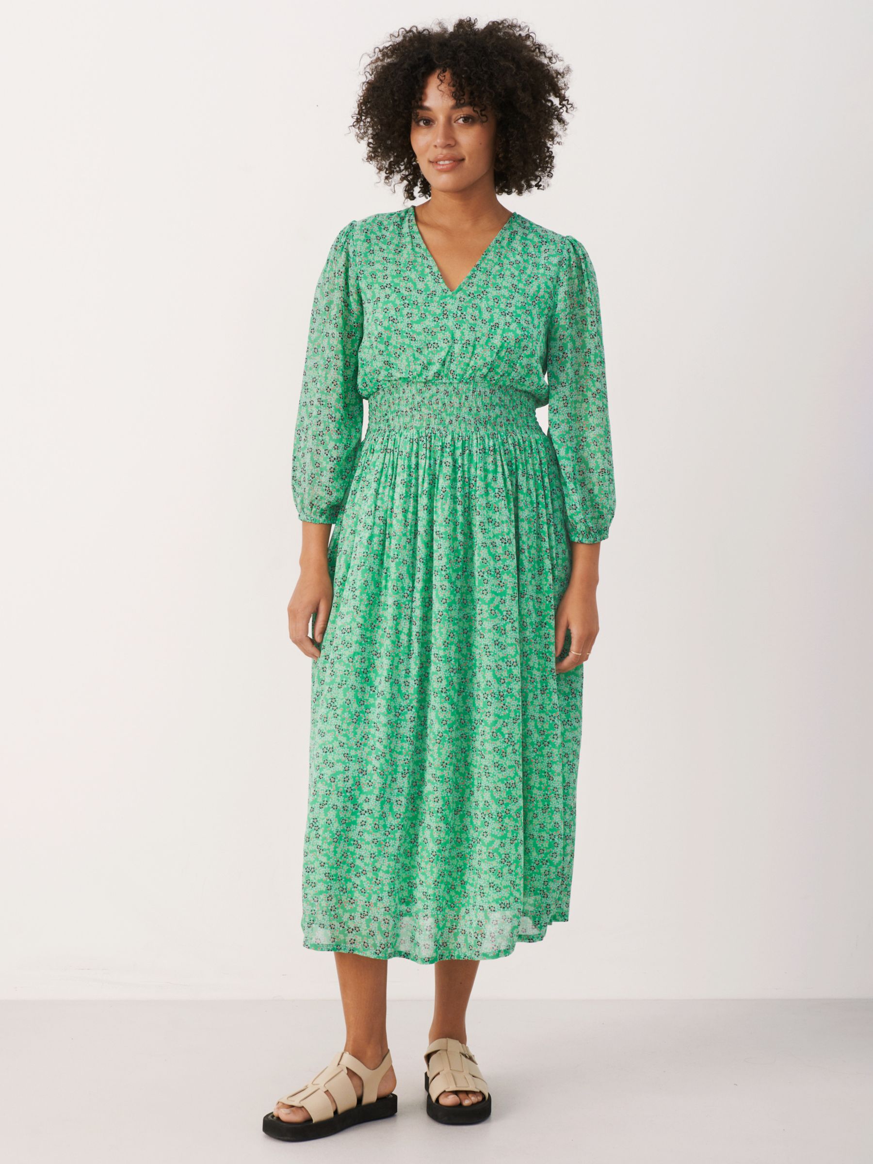 Part Two Siraline Floral Midi Dress, Greenbriar Mini at John Lewis ...