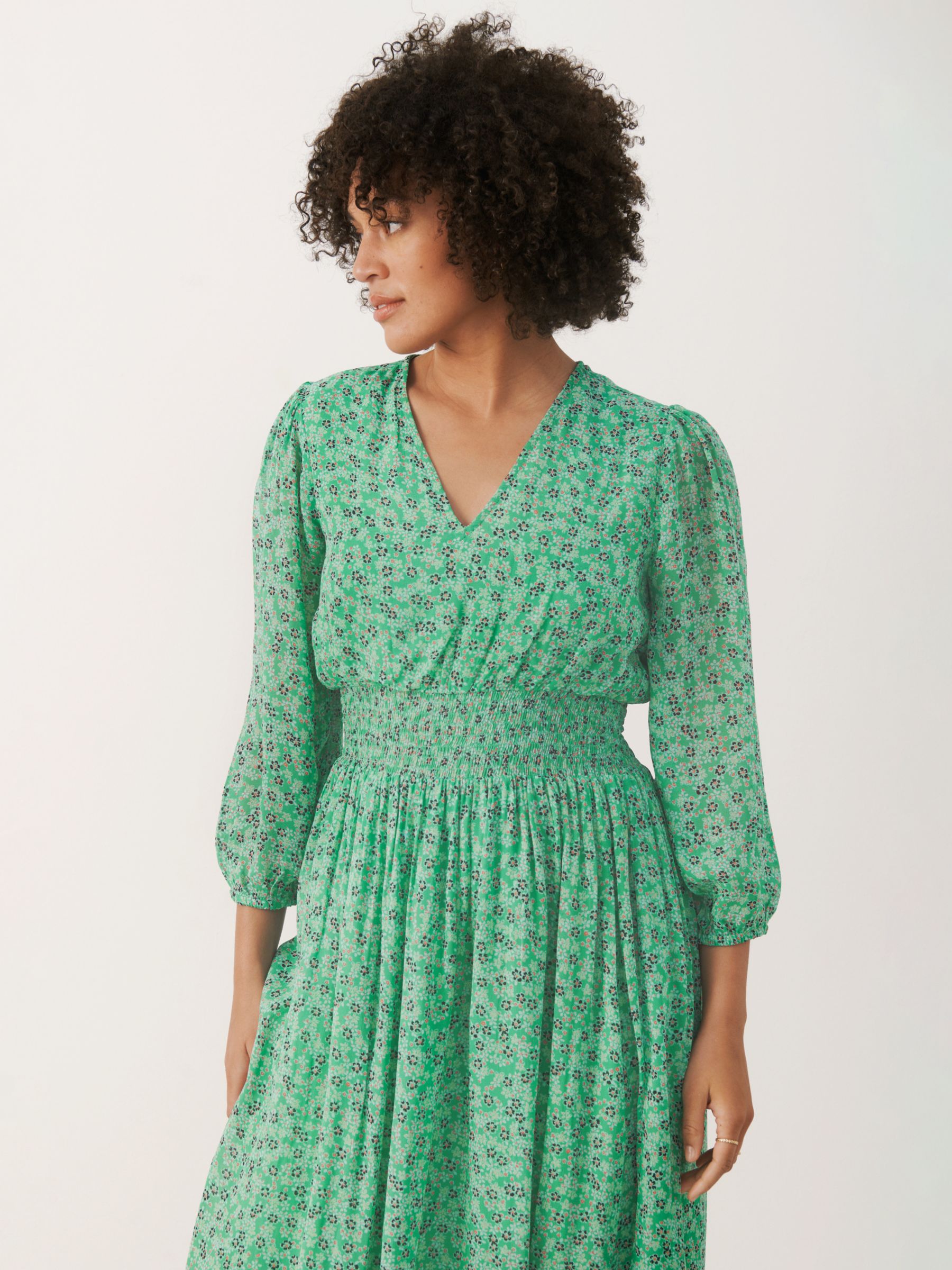 Part Two Siraline Floral Midi Dress, Greenbriar Mini at John Lewis ...