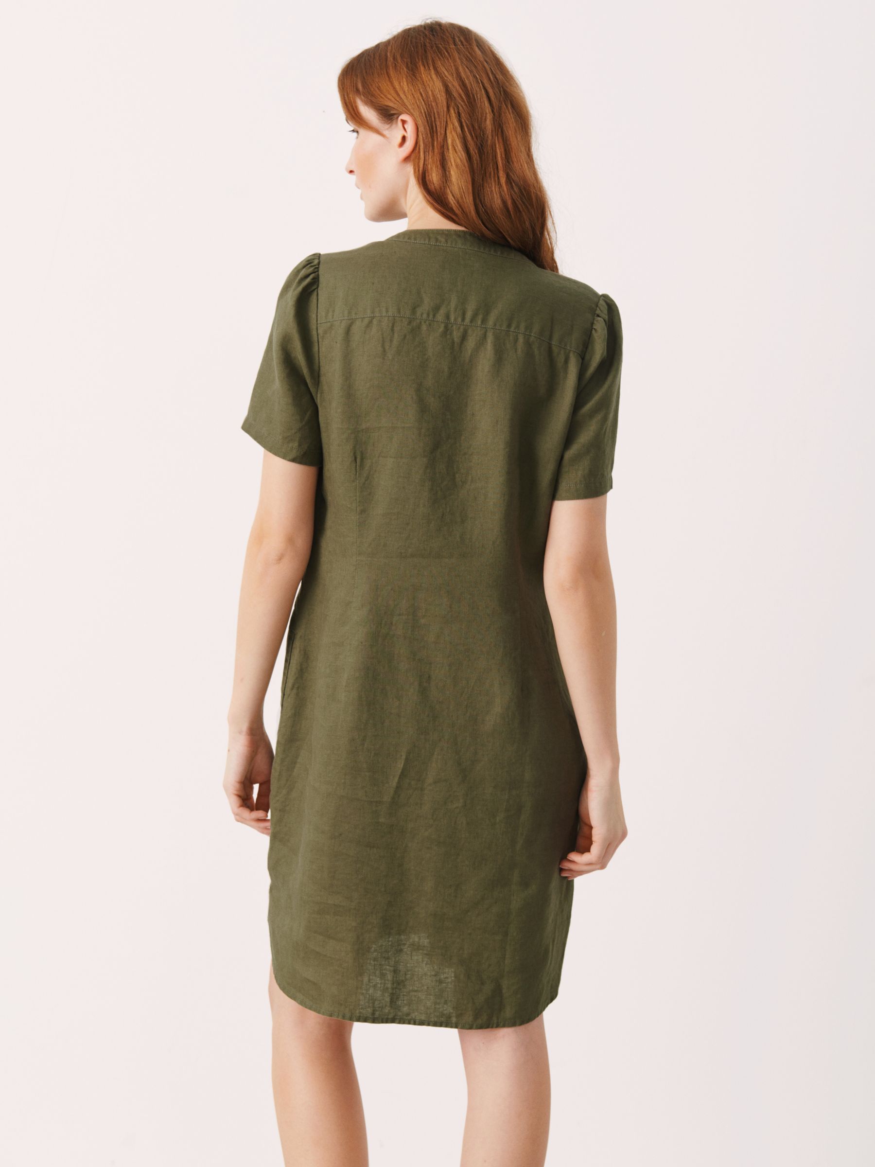 Part Two Aminase Short Sleeve Linen V-Neck Dress, Kalamata at John 