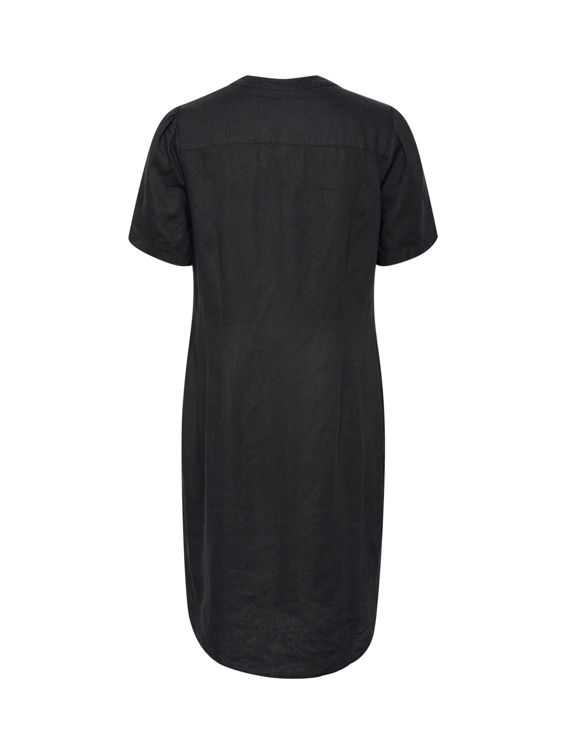 Part Two Aminase Short Sleeve Linen V-Neck Dress, Dark Navy at John ...