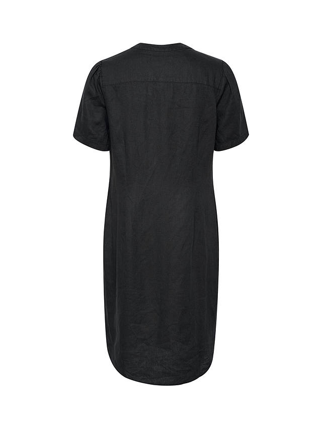 Part Two Aminase Short Sleeve Linen V-Neck Dress, Dark Navy
