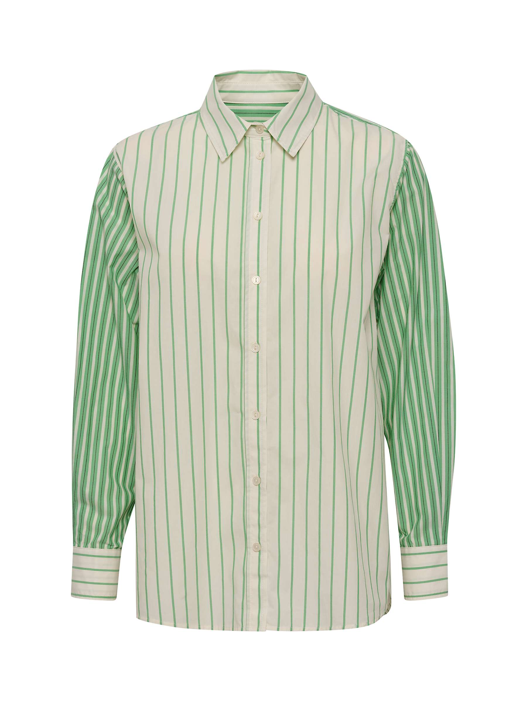 Part Two Sabrin Long Sleeve Shirt, Green/White at John Lewis & Partners