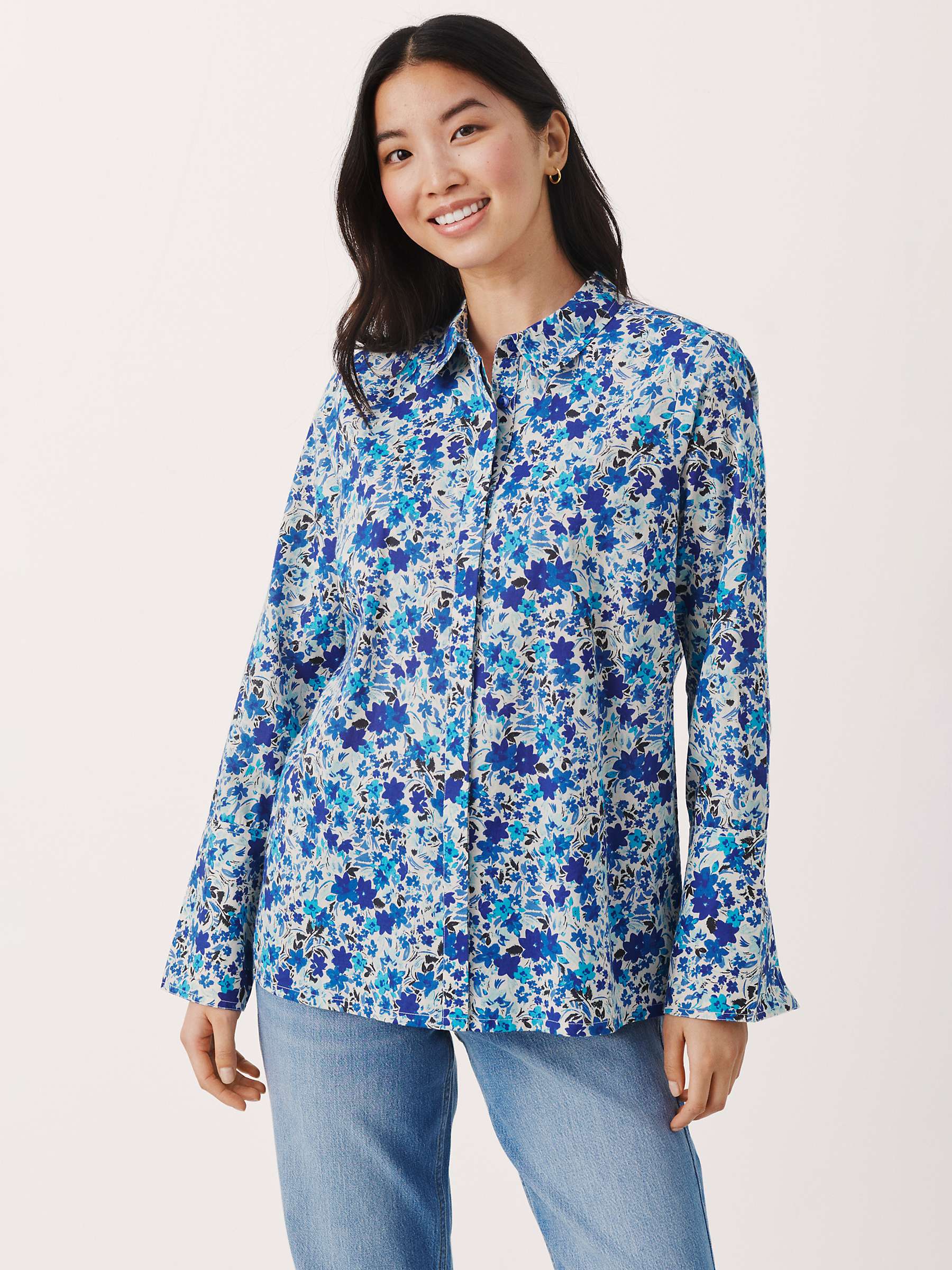 Buy Part Two Sabella Cotton Floral Shirt, Blue Online at johnlewis.com