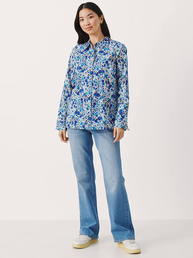 Part Two Sabella Cotton Floral Shirt, Blue