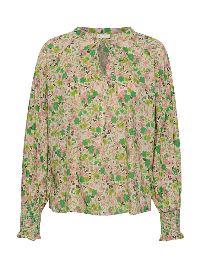 Part Two Namis Cotton Floral Balloon Sleeve Blouse, Green Flower Print ...