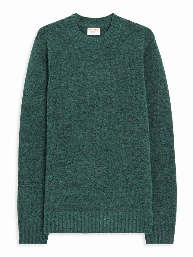 John Lewis ANYDAY Recycled Wool Blend Crew Neck Jumper, Pacific at John ...
