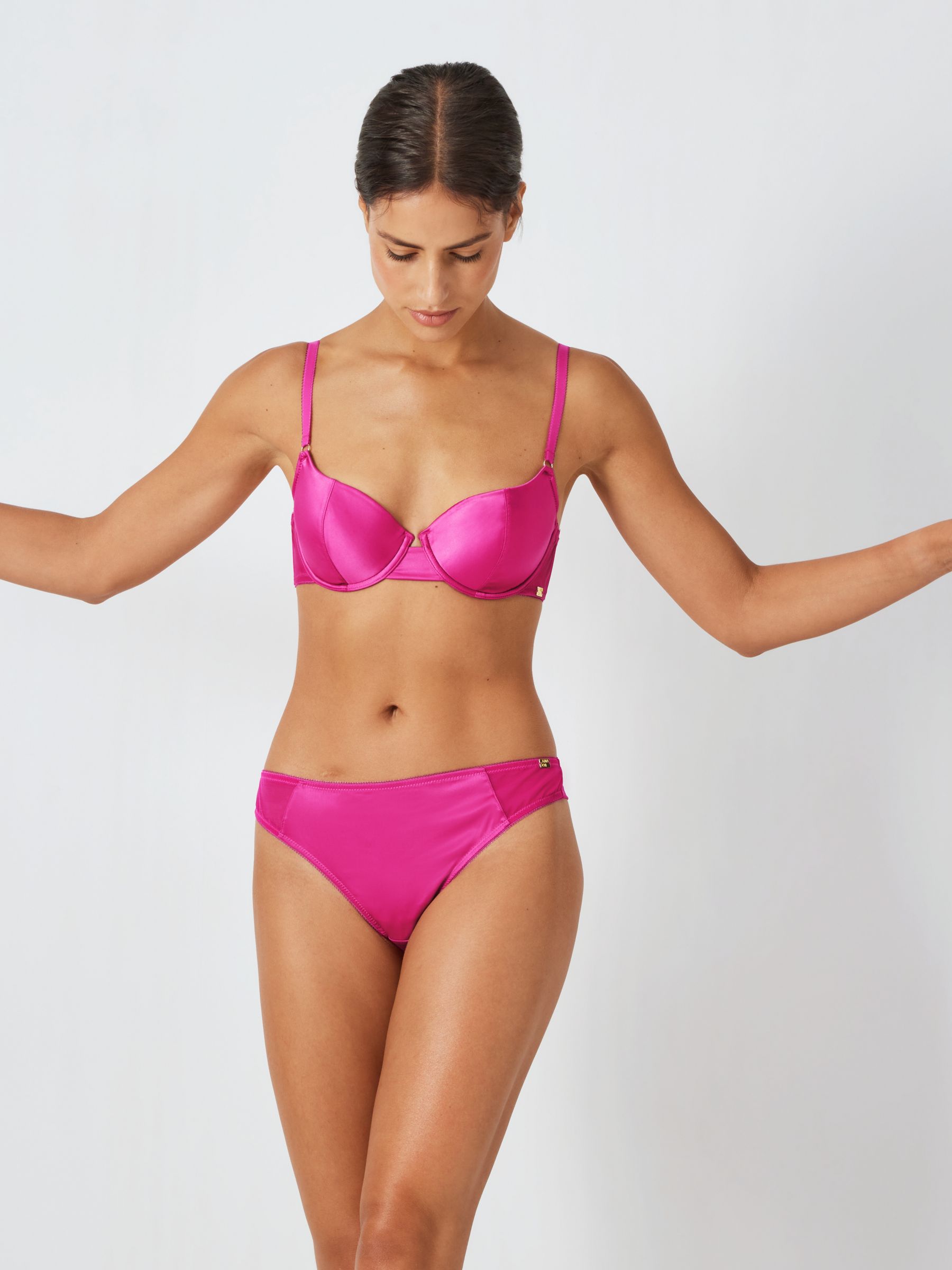 AND/OR Cassidy Satin Balcony Bra, Fuchsia Pink at John Lewis