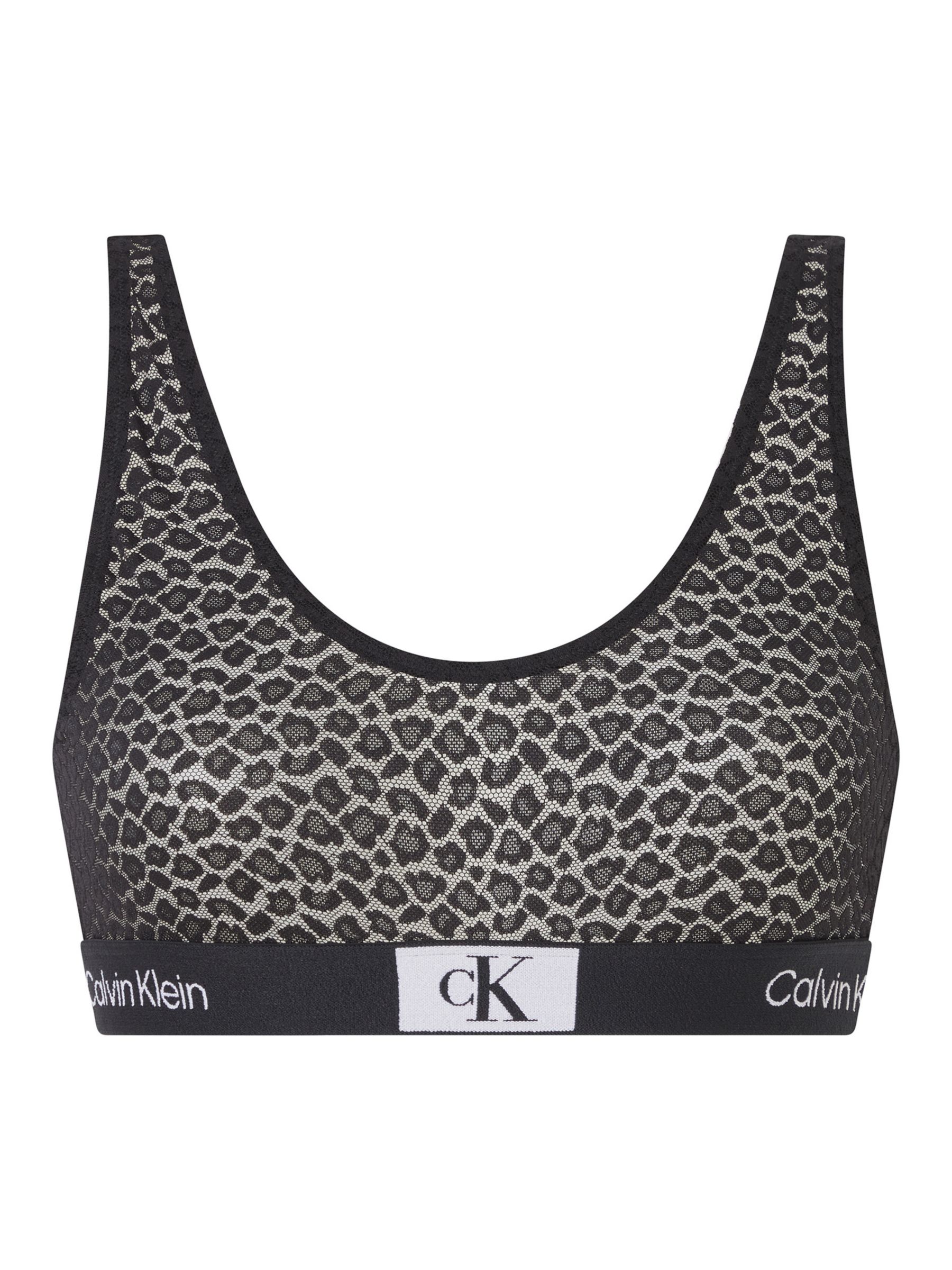Calvin Klein 1996 Animal Lace Bralette, Black, XS