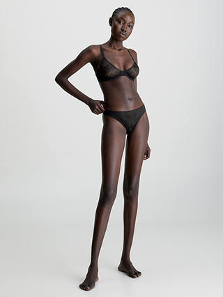 Calvin Klein Sheer Lace Thong, Black
