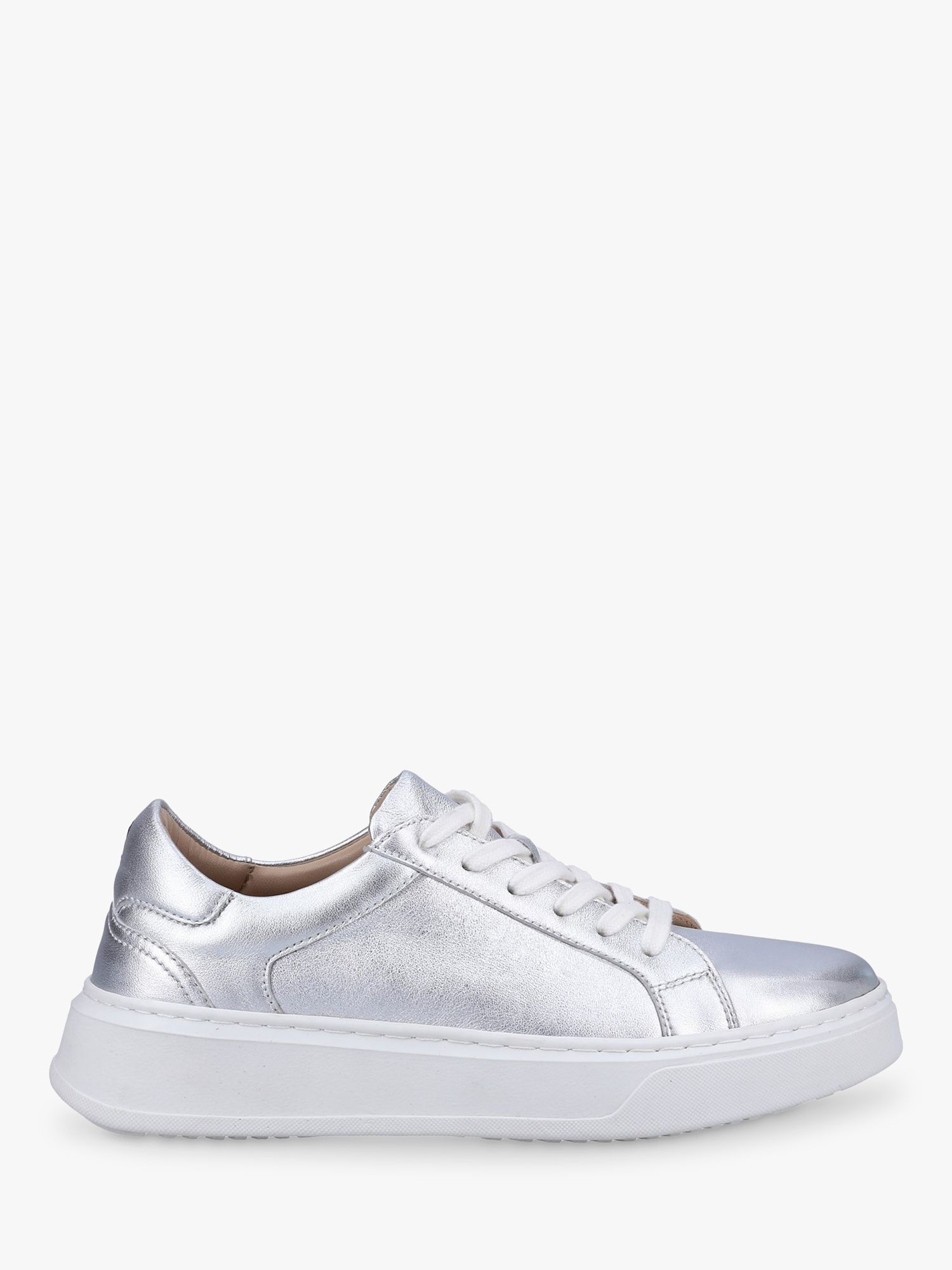 Hush Puppies Camille Lace-Up Leather Trainers, Silver at John Lewis ...