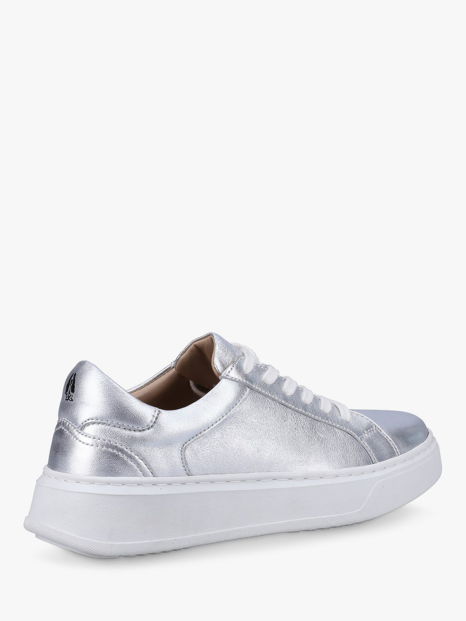 Hush Puppies Camille Lace-Up Leather Trainers, Silver, 3