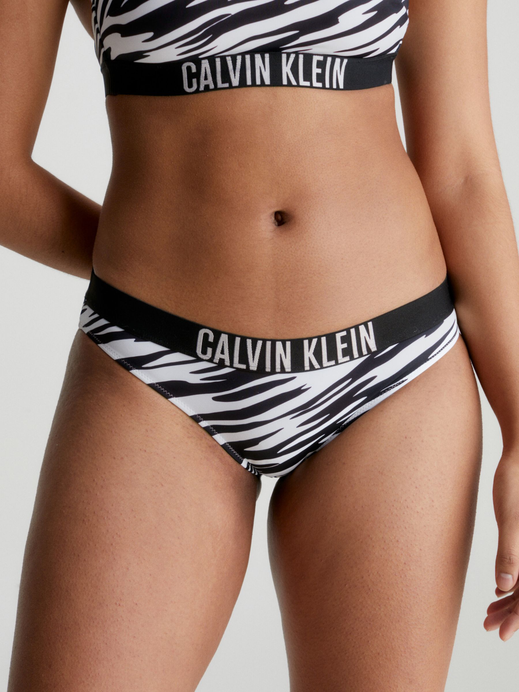 Calvin Klein Intense Power Zebra Bikini Bottoms, Black/White, S