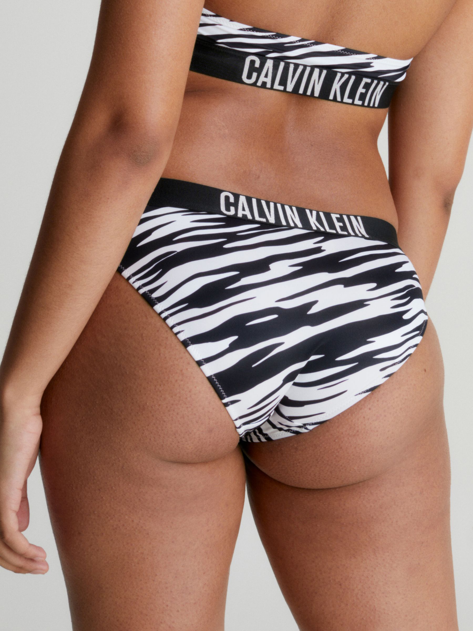 Calvin Klein Intense Power Zebra Bikini Bottoms, Black/White, S