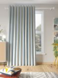John Lewis ANYDAY Block Stripe Pair Dimout/Thermal Lined Multiway Curtains, Celeste Blue