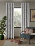 John Lewis Cala Weave Pair Lined Eyelet Curtains, Silver