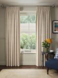 John Lewis Cora Print Pair Lined Pencil Pleat Curtains, Putty