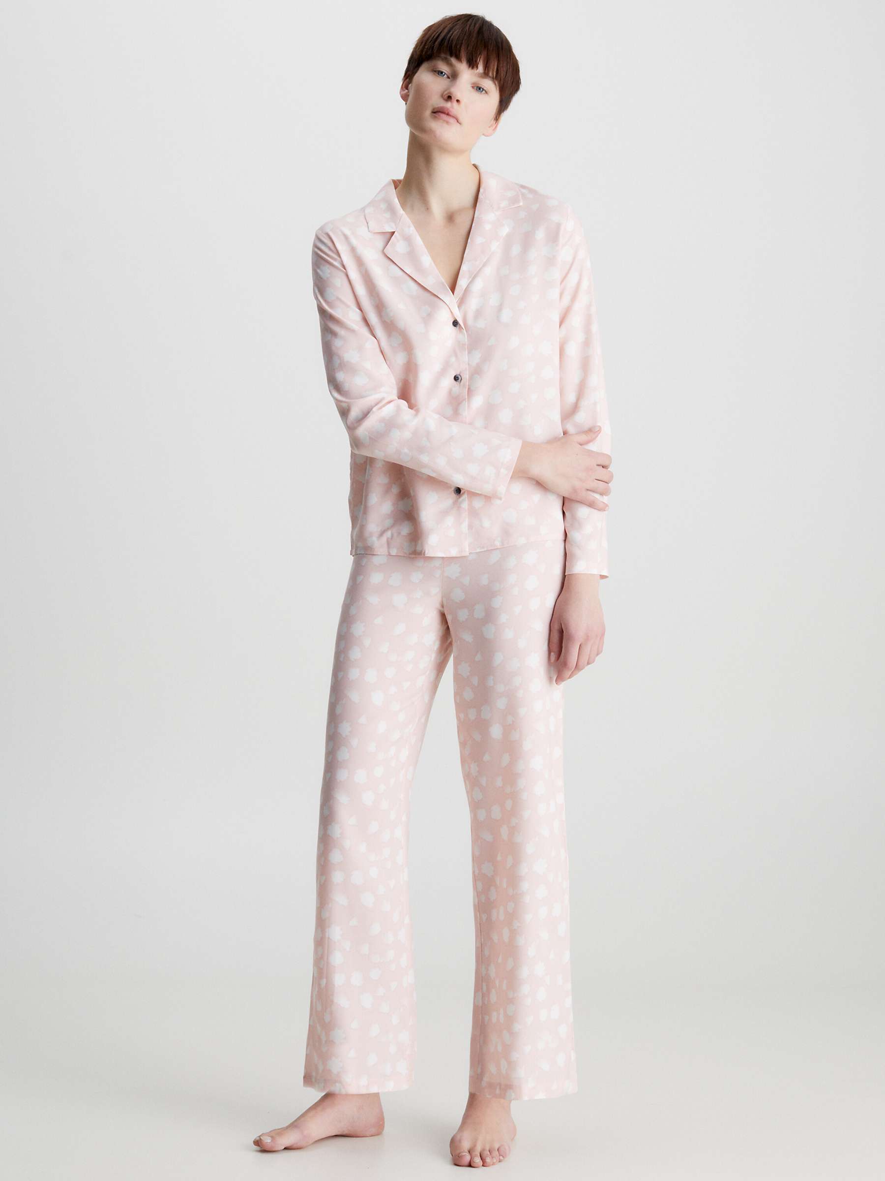 Calvin Klein Woven Long Sleeve Pyjama Set, Pink at John Lewis & Partners