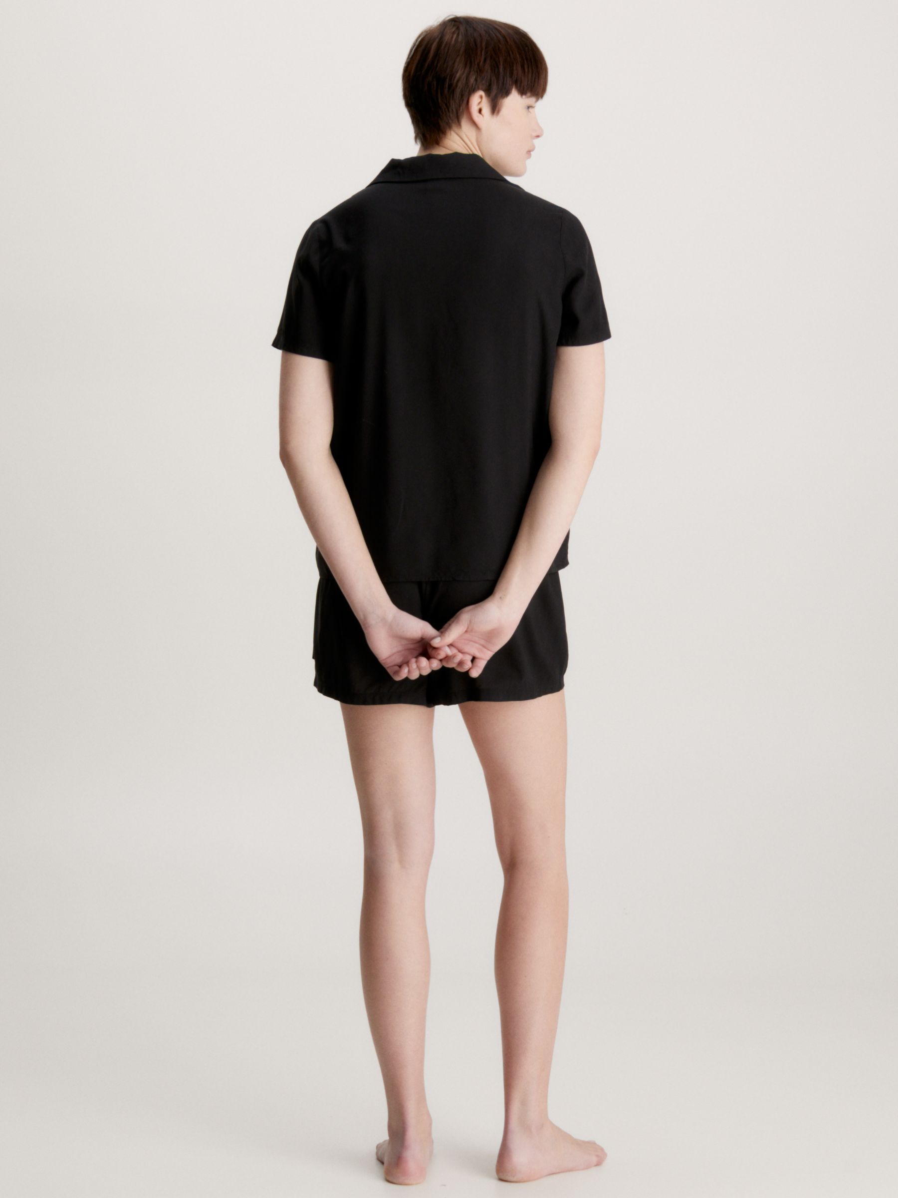 Buy Calvin Klein Plain Short Shirt Pyjama Set, Black Online at johnlewis.com