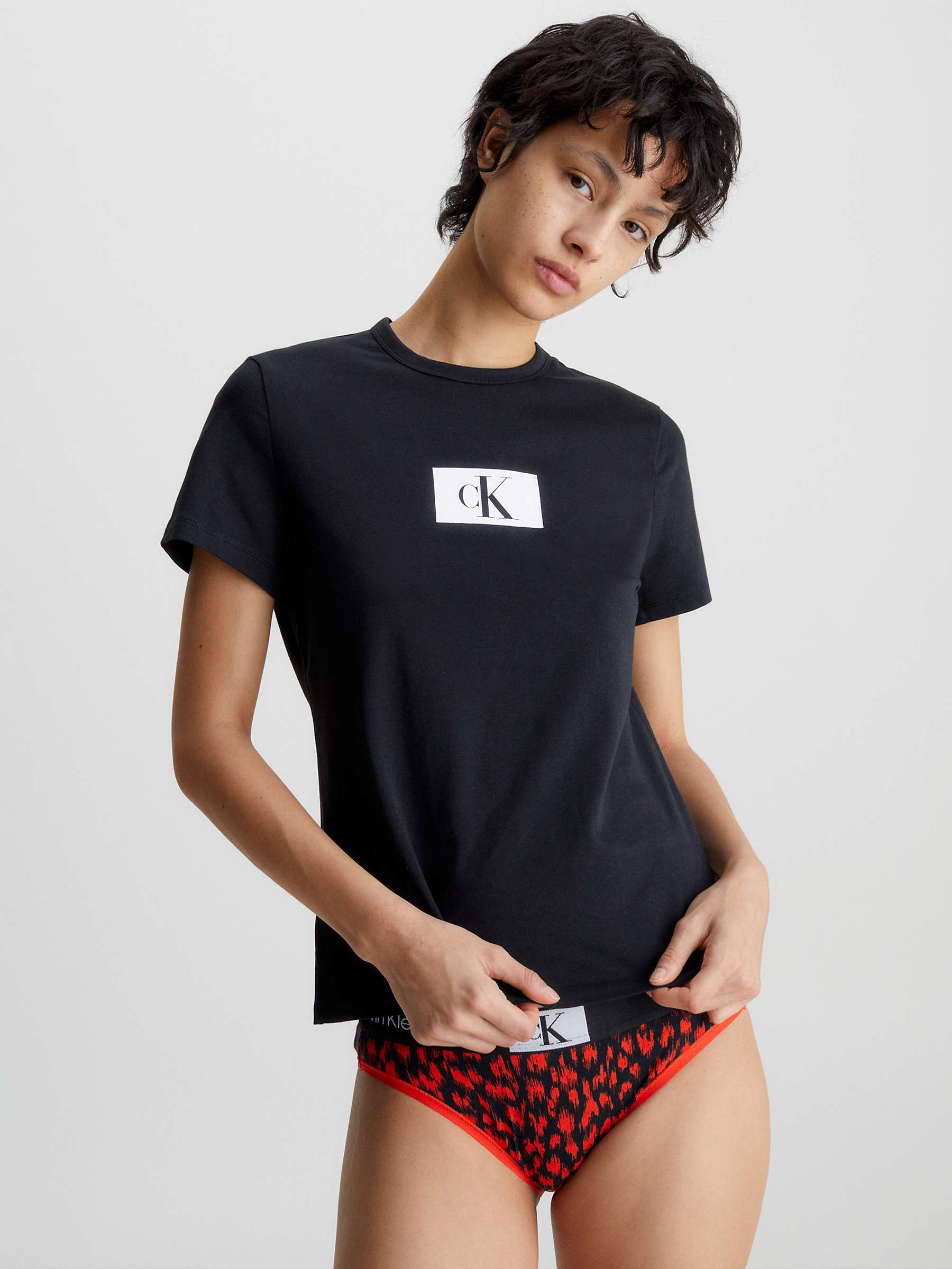 Buy Calvin Klein Block Logo Lounge T-Shirt, Black Online at johnlewis.com
