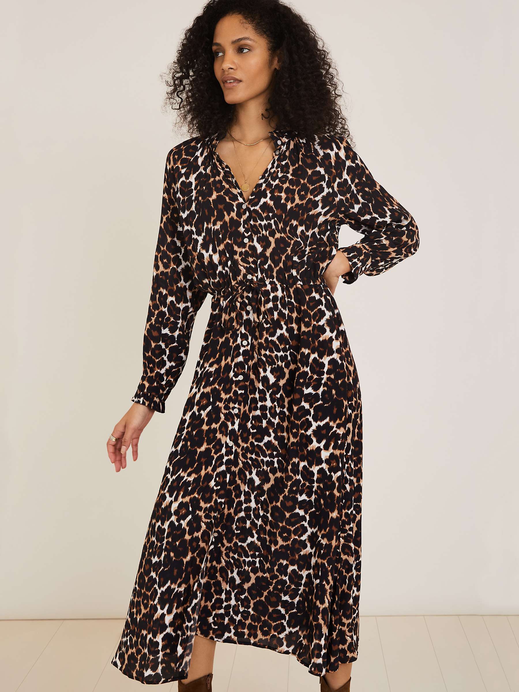 Buy Baukjen Luna Leopard Print Midi Dress, Brown Online at johnlewis.com