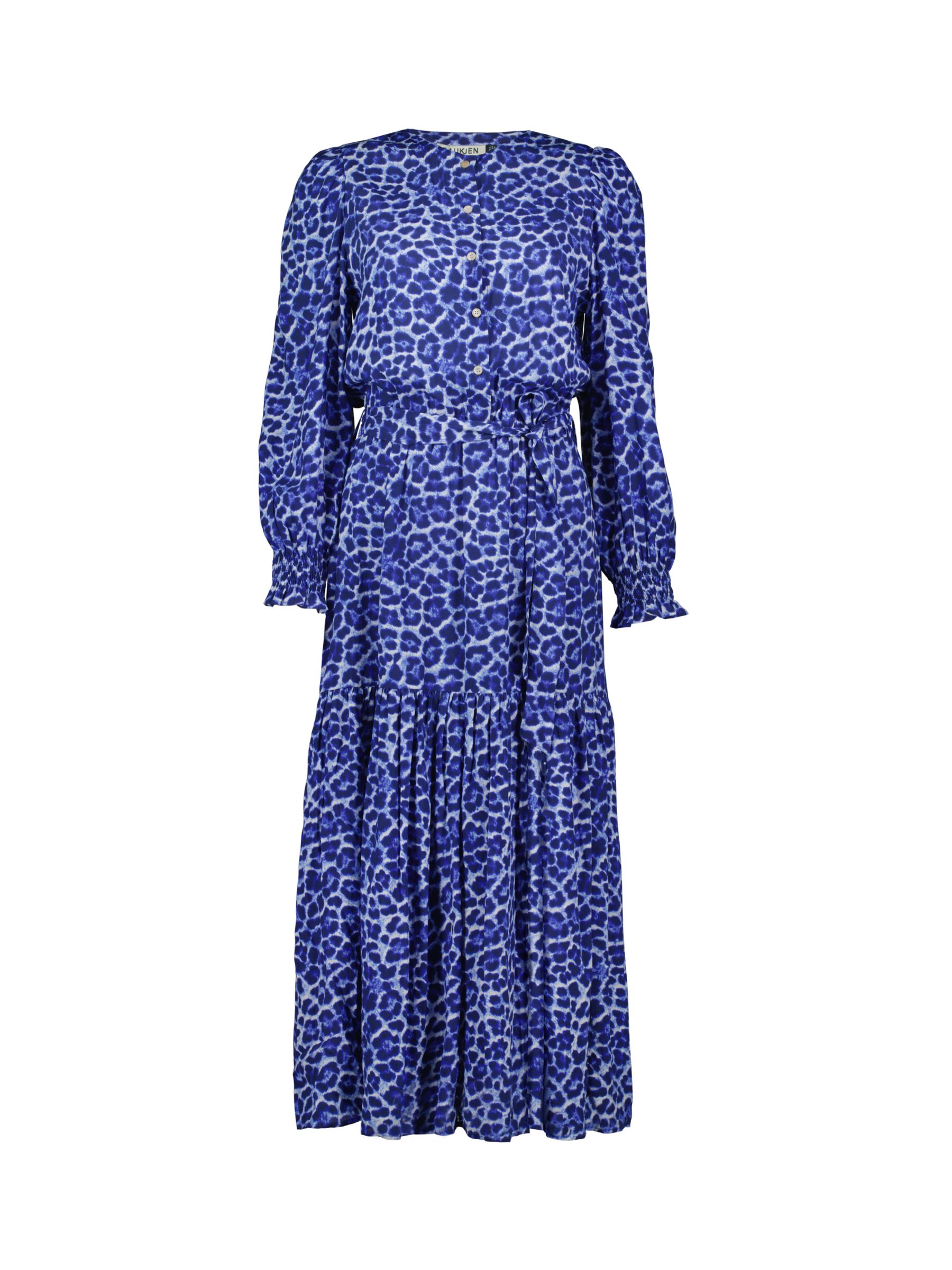 Baukjen Eloisa Leopard Print Midi Dress, Blue at John Lewis & Partners