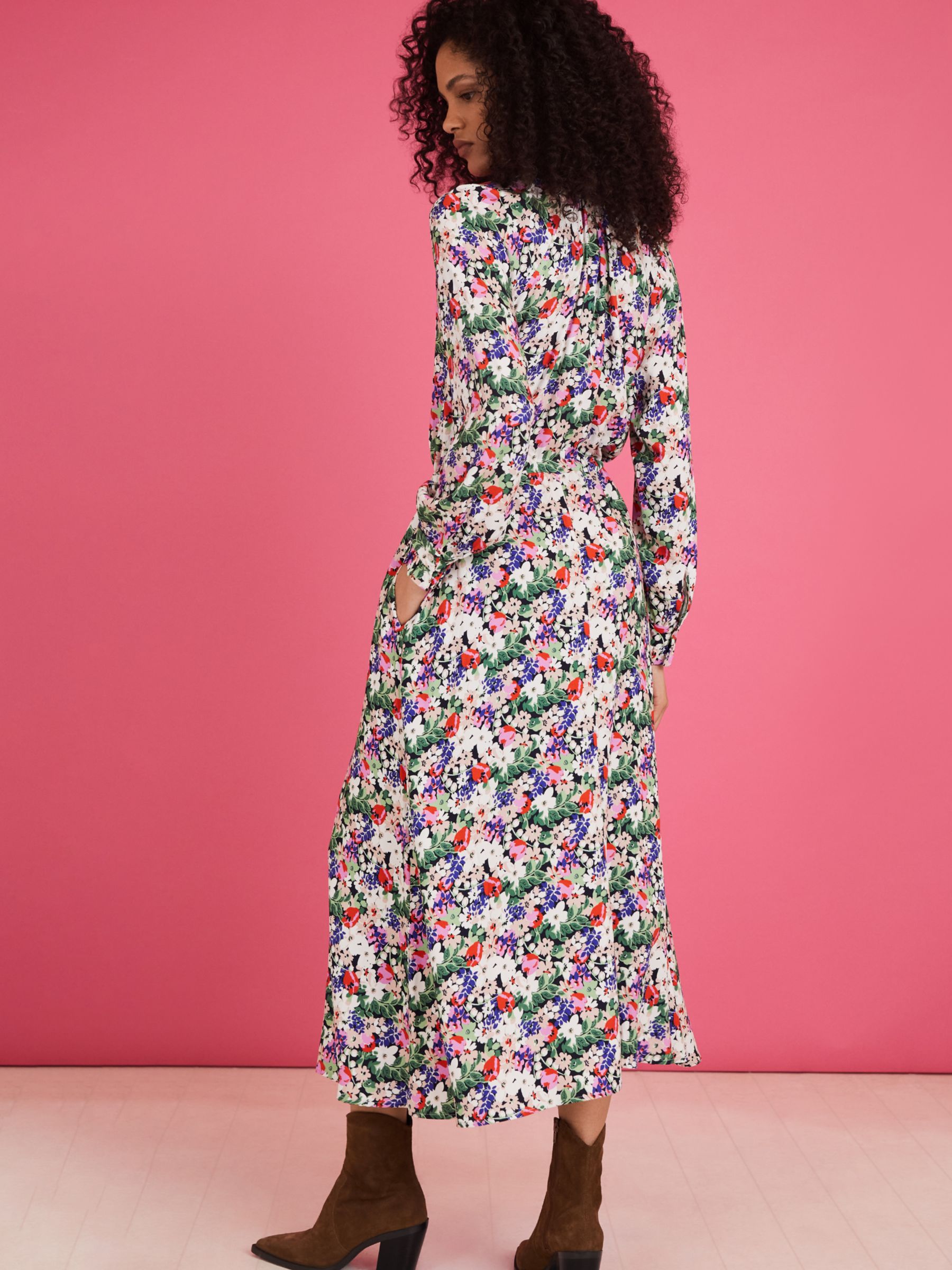 Baukjen Luna Floral Print Midi Dress, Pink Bloom, 6