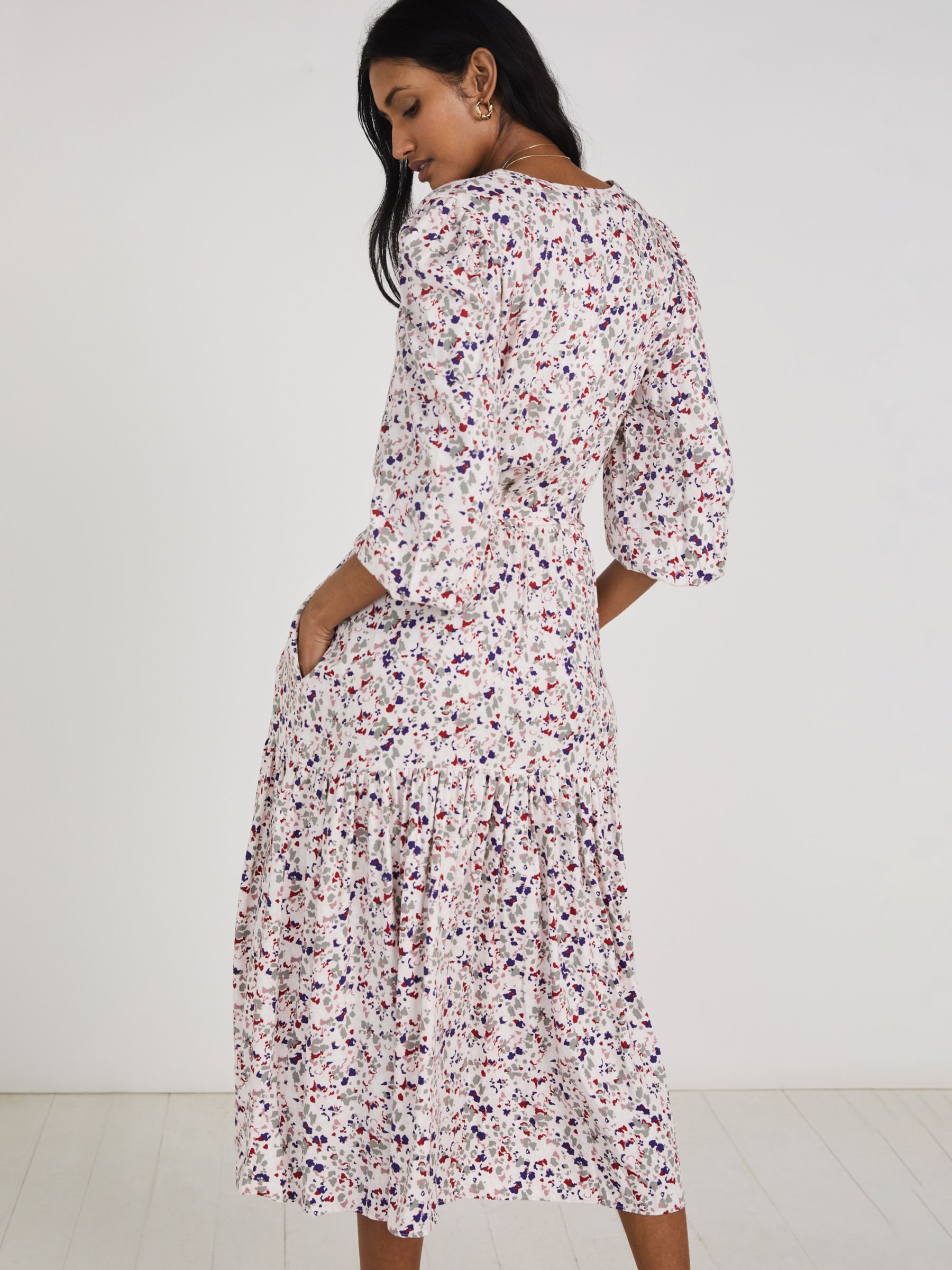 Baukjen Eloisa Abstract Print Midi Dress, Powder Pink at John Lewis ...