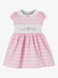 Trotters Baby Bunny Striped Smocked Dress, Pink Stripe