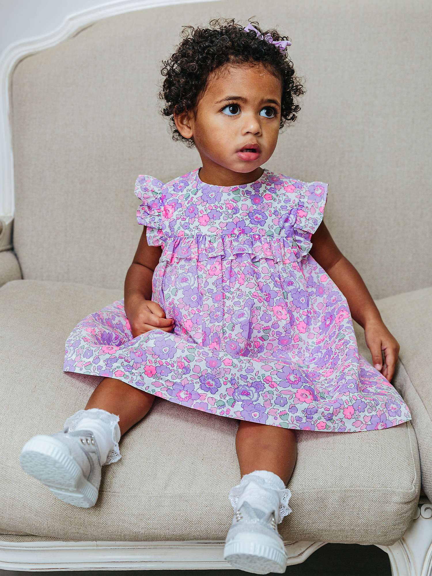 Buy Trotters Baby Liberty Betsy Floral Print Ruffle Dress, Lilac Online at johnlewis.com