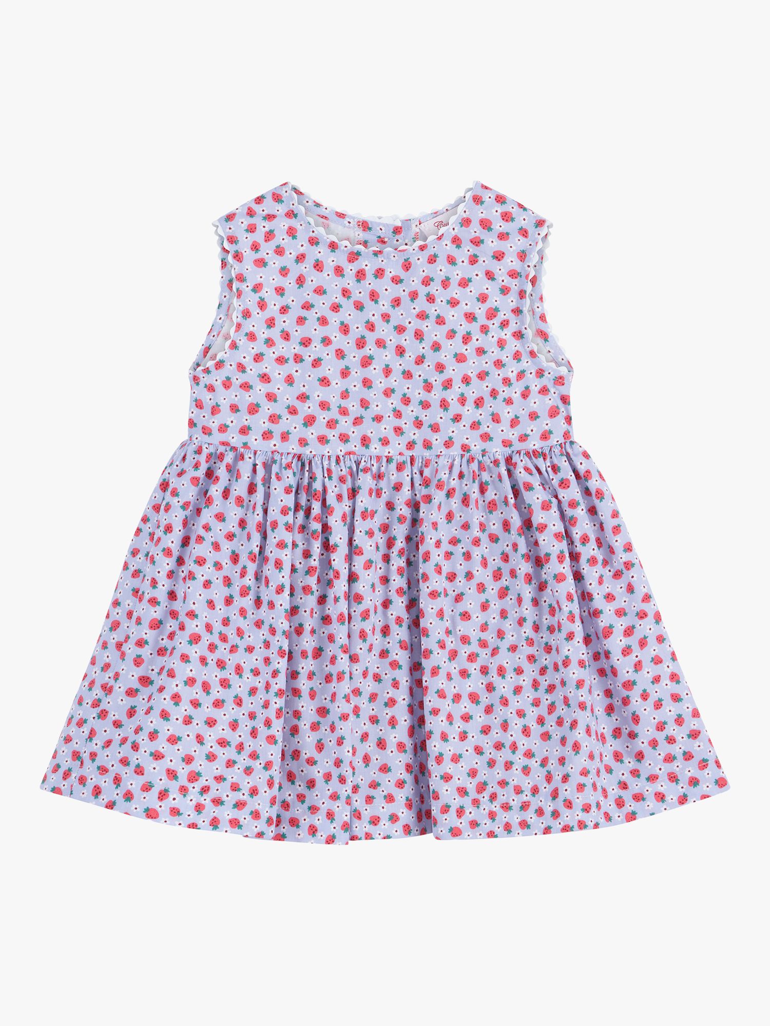 Trotters Baby Adelina Strawberry Ric Rac Dress, Blue at John Lewis ...