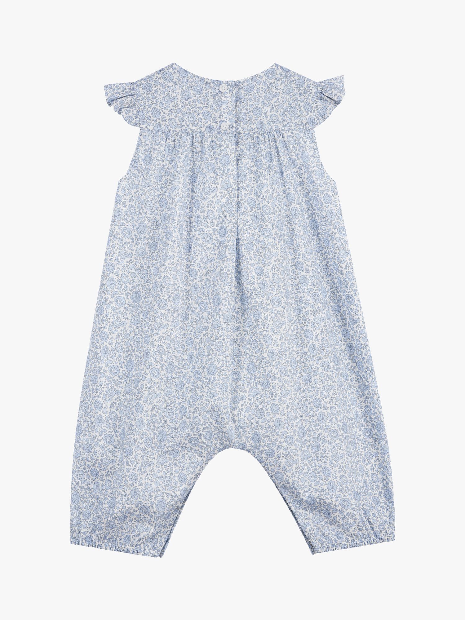 Buy Trotters Baby Liberty D'Anjo Floral Print Frill Sleeve Romper, Blue Online at johnlewis.com