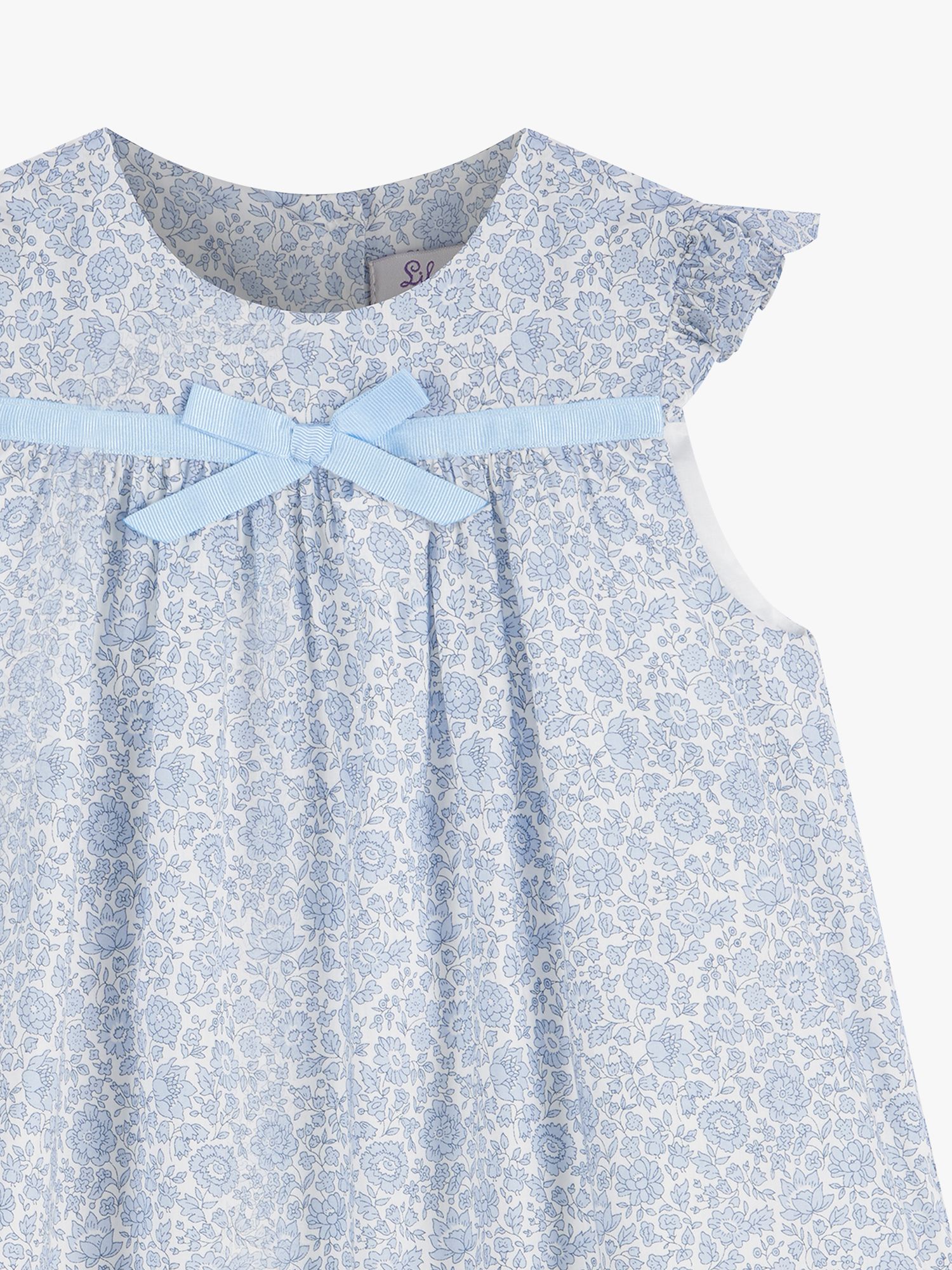 Buy Trotters Baby Liberty D'Anjo Floral Print Frill Sleeve Romper, Blue Online at johnlewis.com