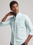 Superdry Organic Cotton Studios Linen Button Down Shirt, Plume Blue
