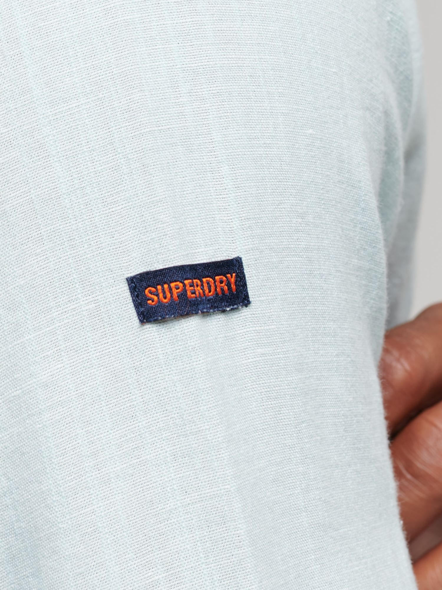 Superdry Organic Cotton Studios Linen Button Down Shirt, Plume Blue, S