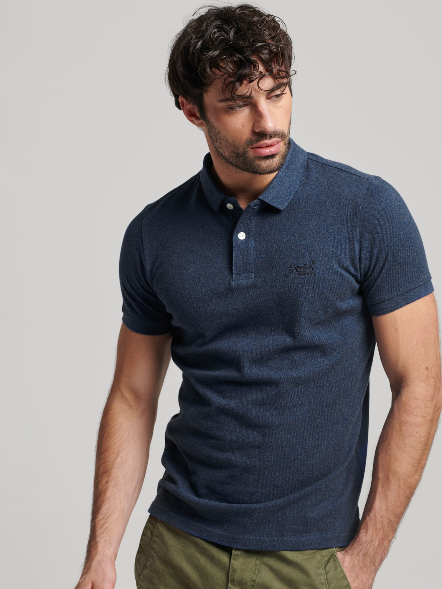 Superdry Classic Polo Partners John Blue & at Lewis Shirt, Pique Bright Marl