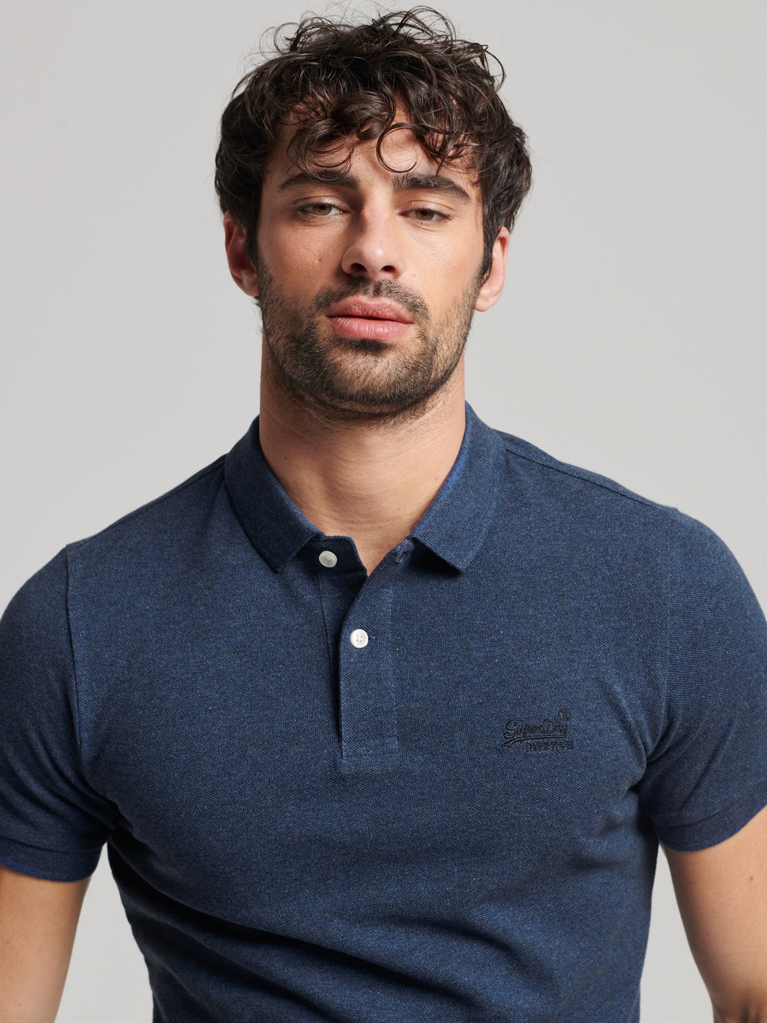 Superdry Classic Pique Polo Shirt, Bright Blue Marl at John Lewis ...