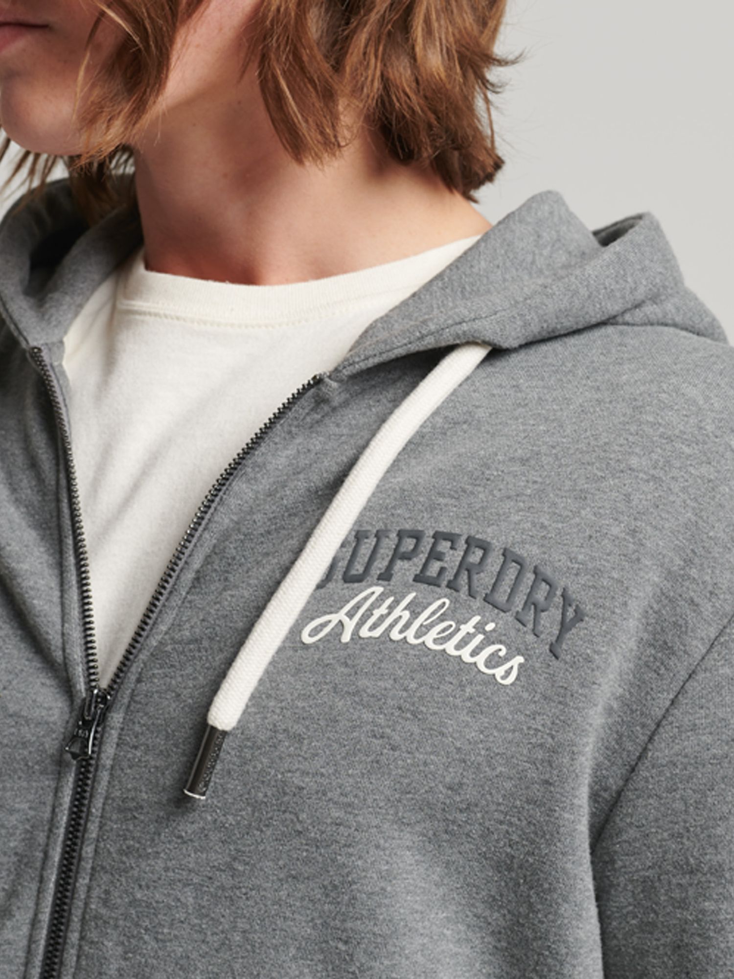 Superdry Gym Athletic Zip Hoodie, Rich Charcoal Marl at John Lewis &  Partners