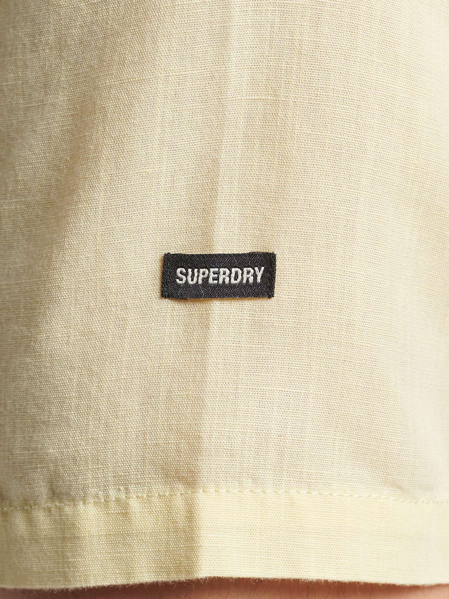 Superdry Linen Blend Short Sleeve Shirt, Pastel Yellow at John Lewis ...