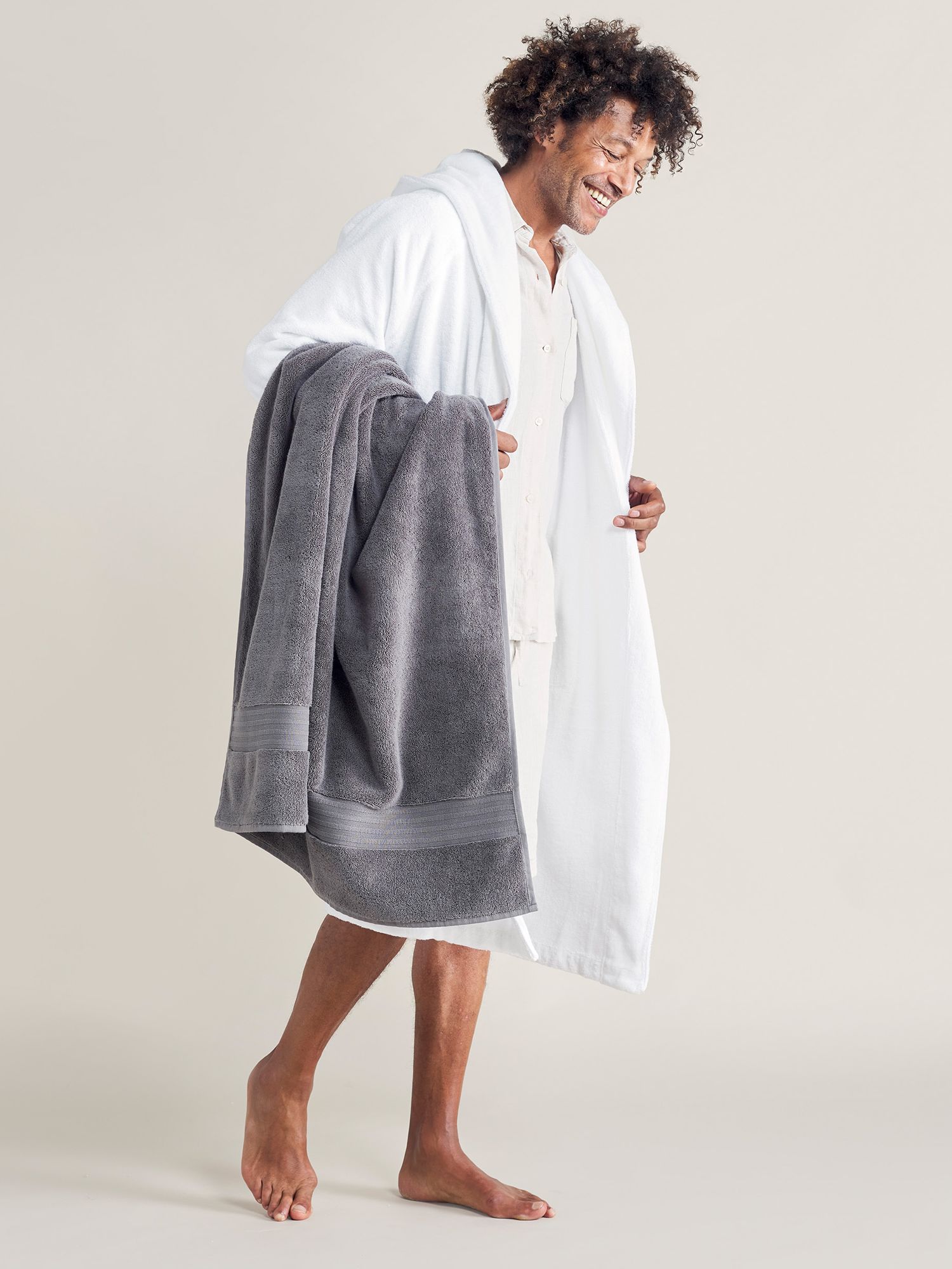 Bedfolk Plush Robe, Snow at John Lewis & Partners