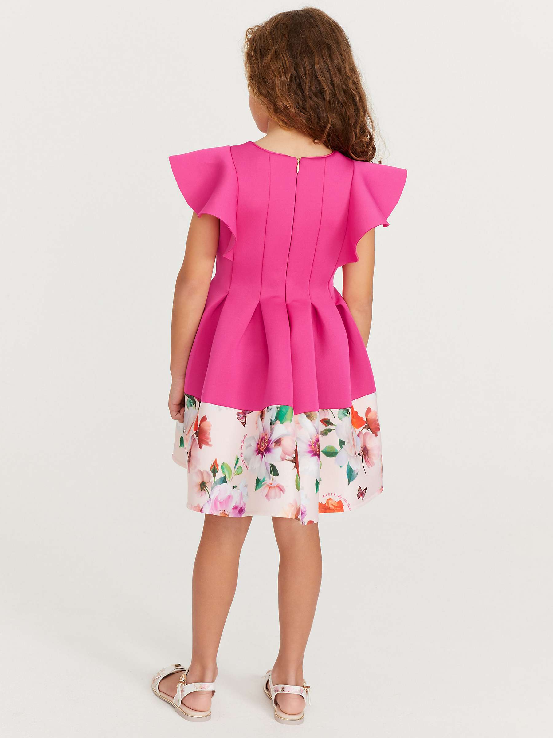 Ted Baker Kids' Floral Panel Scuba Party Dress, Pink/Multi at John ...