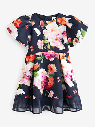 Ted Baker Kids' Floral Scuba Dress, Navy, 4 years