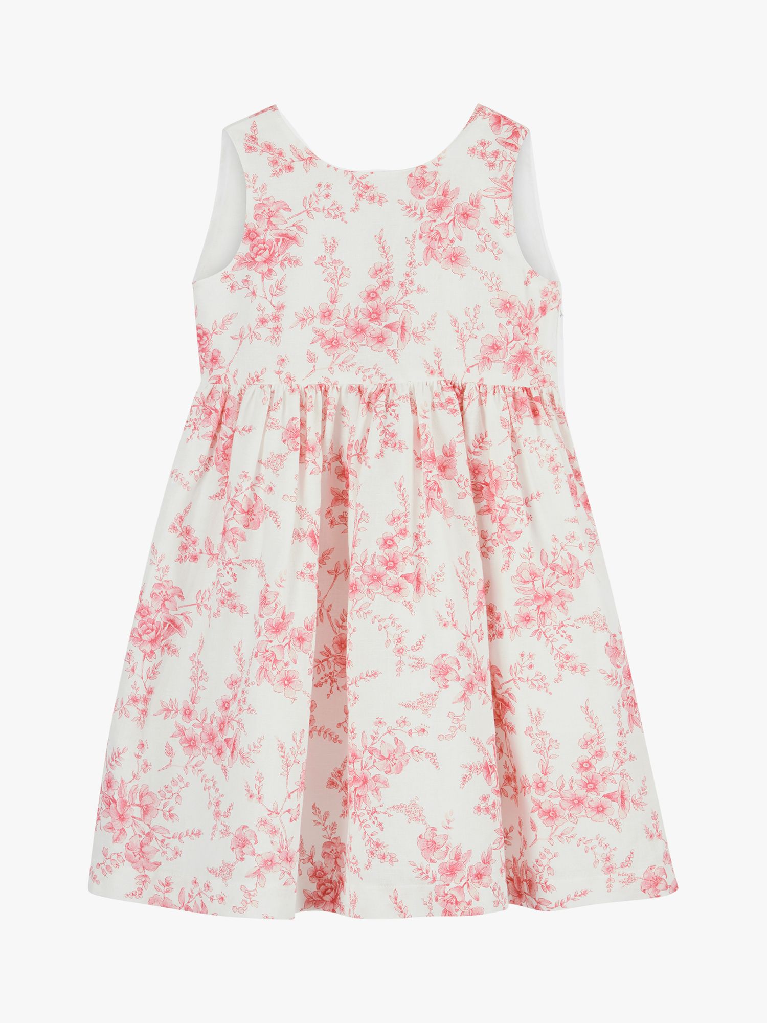 Trotters Kids' Maeva Linen Blend Floral Print Dress, White/Light Pink, 2 years