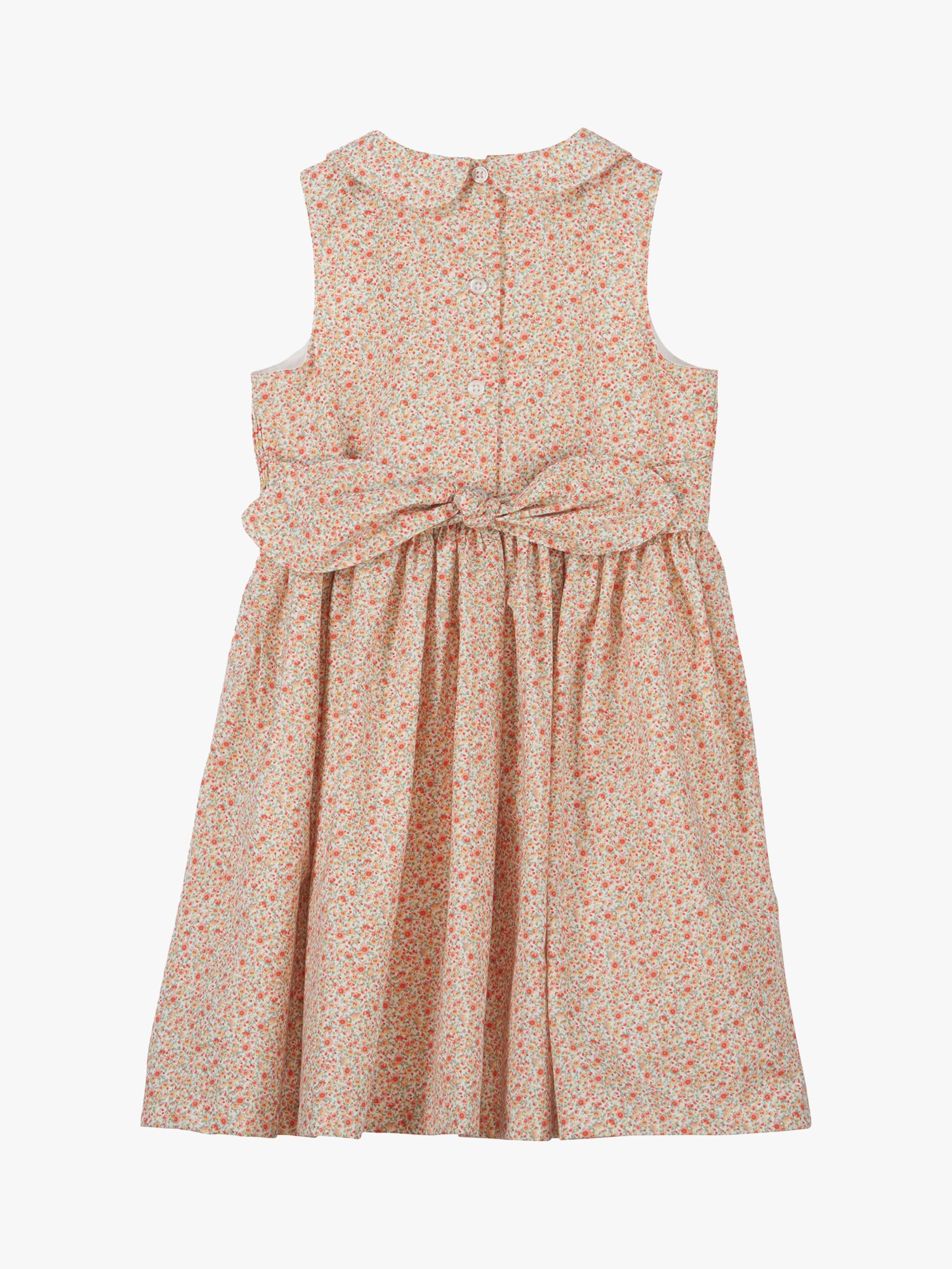 Buy Trotters Kids' Organic Cotton Floral Smocked Dress, Tangerine Online at johnlewis.com