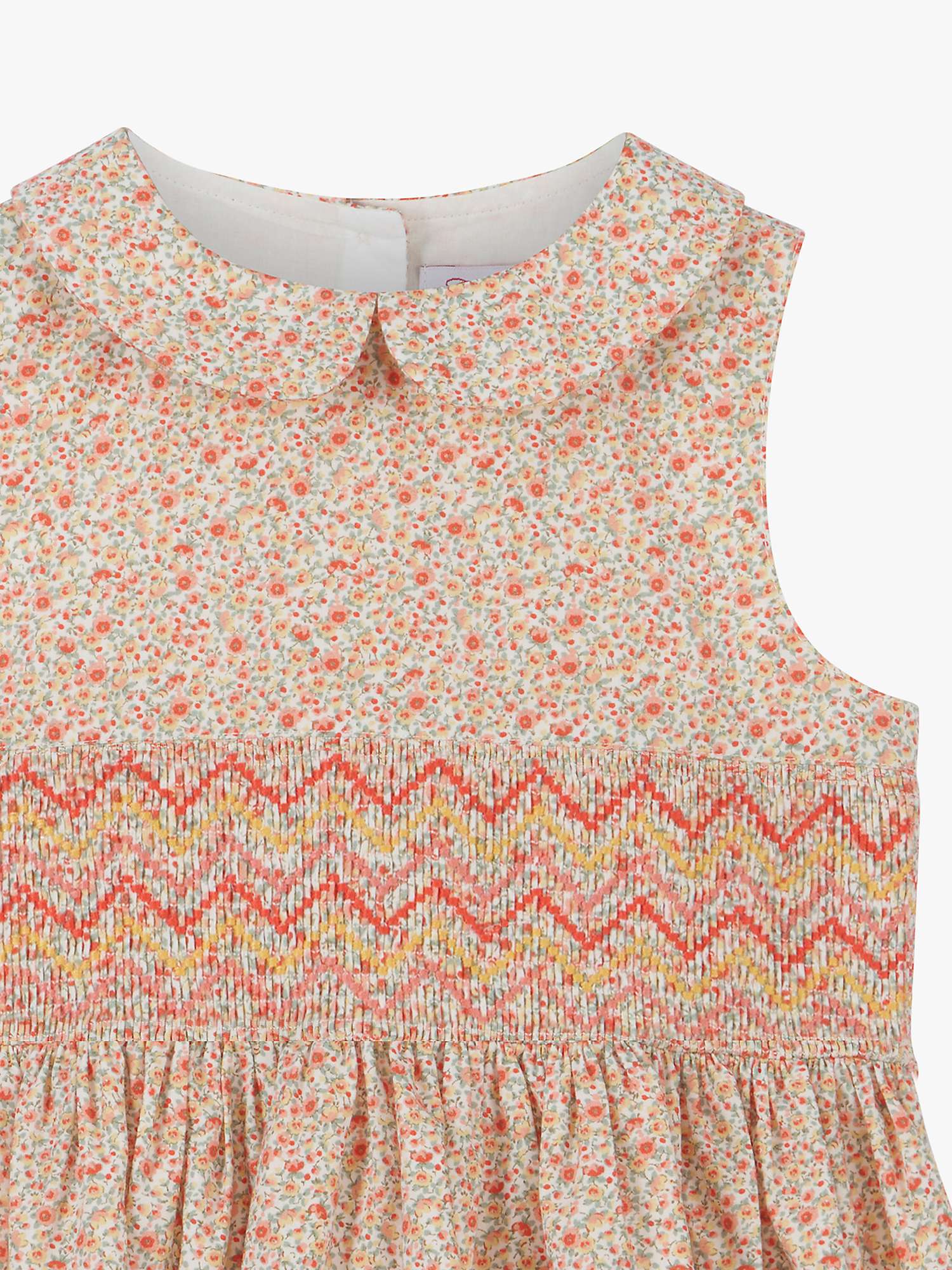 Buy Trotters Kids' Organic Cotton Floral Smocked Dress, Tangerine Online at johnlewis.com