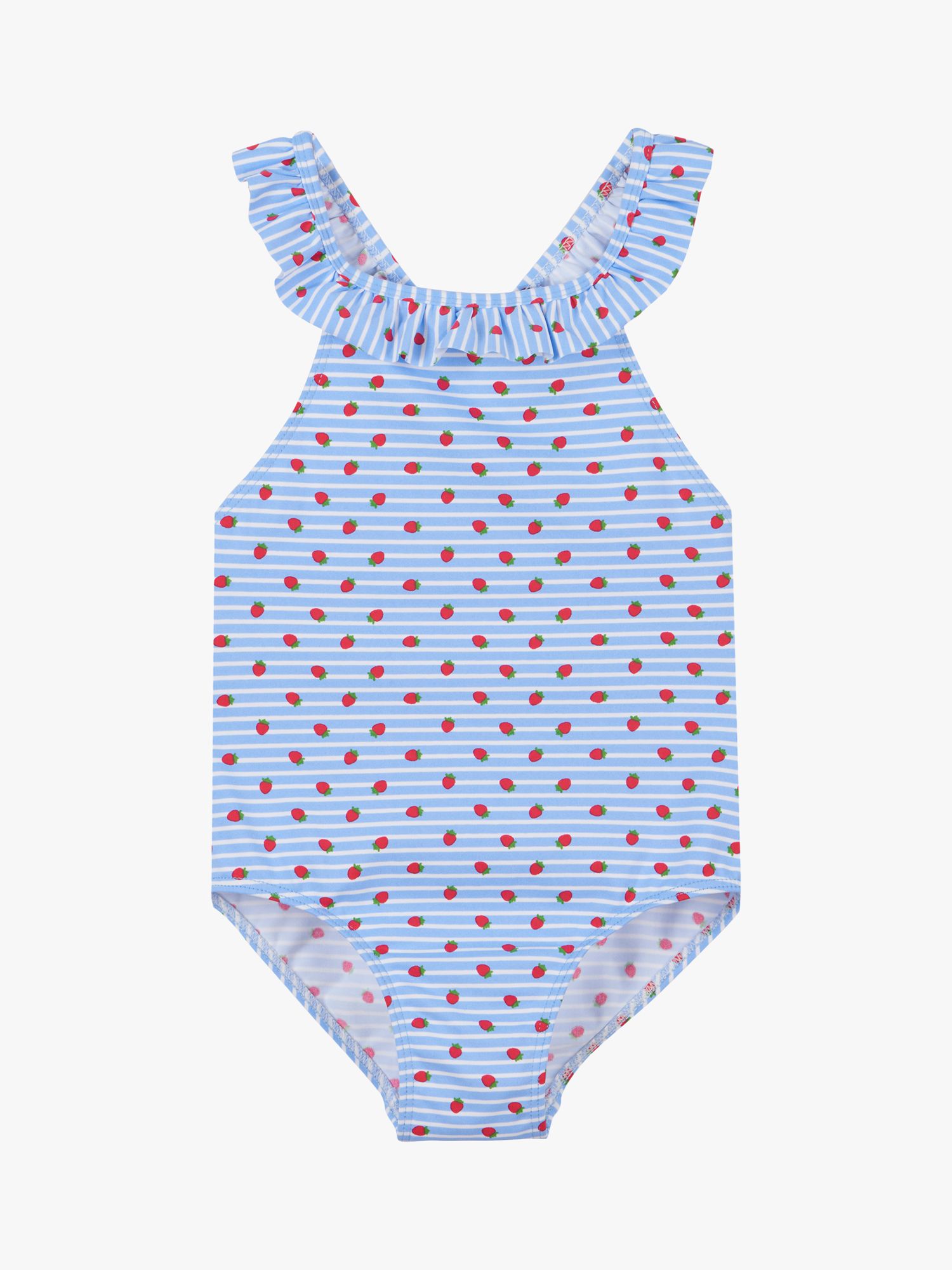 Trotters Kids' Strawberry Peplum Swimsuit, Blue S/Strawberry at John ...