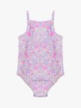 Trotters Kids' Betsy Frill Floral Swimsuit, Lilac Betsy