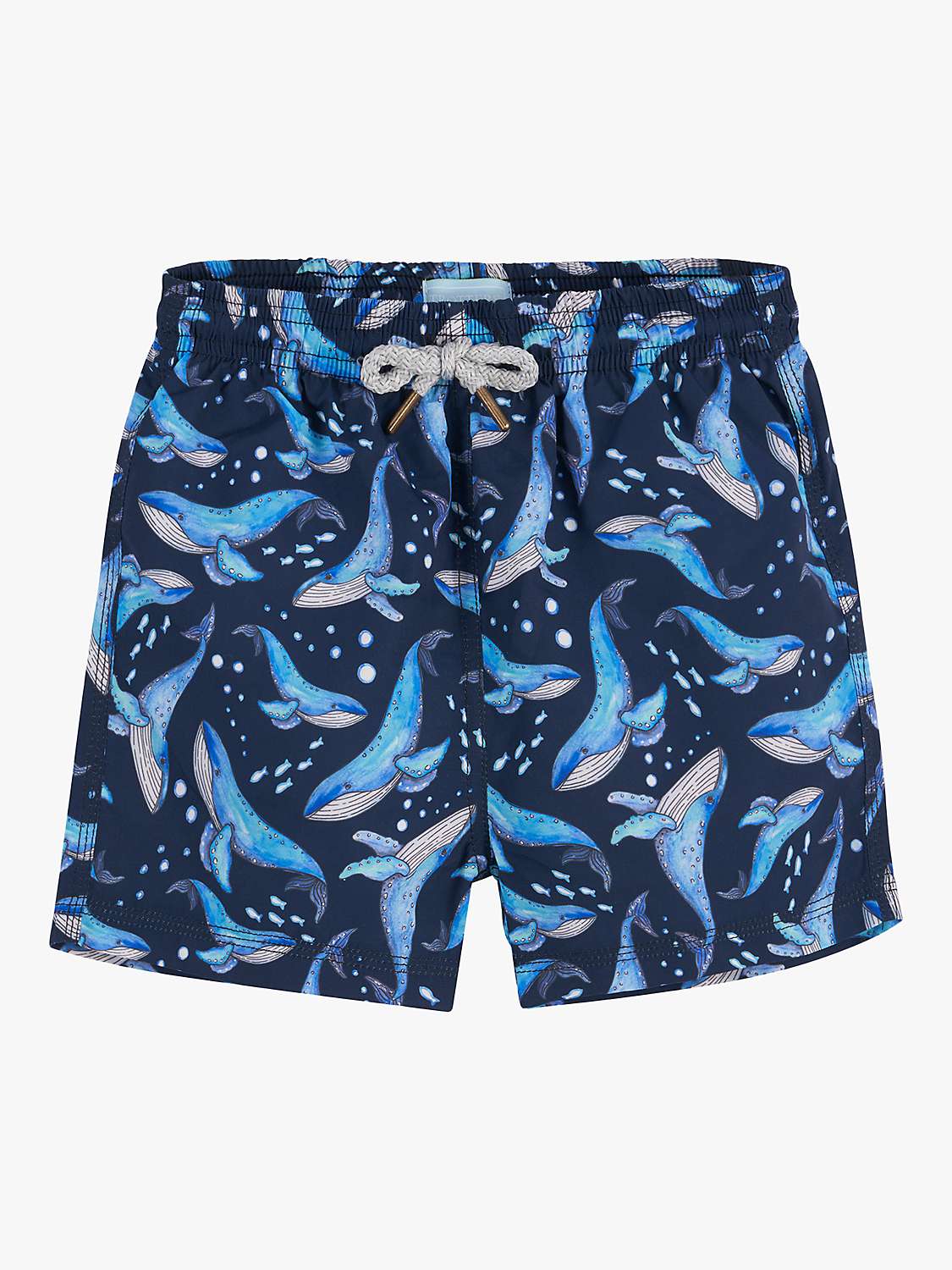 Trotters Baby Whale Swim Shorts, Navy/Whale at John Lewis & Partners