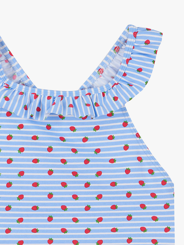 Trotters Baby Strawberry Peplum Swimsuit, Blue S/Strawberry